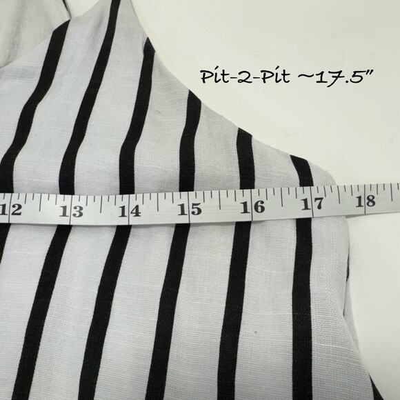 Strappy Cami Babydoll Tank Top M Ruffle Keyhole Y2K Beachy Nautical Black White - Picture 6 of 11